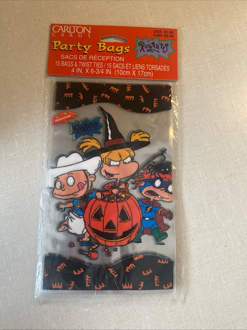 Nickelodeon Nicktoons Rugrats Vintage 1998 Carlton Cards Halloween Party Bags